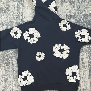 Men's Navy and White Floral Hoodie